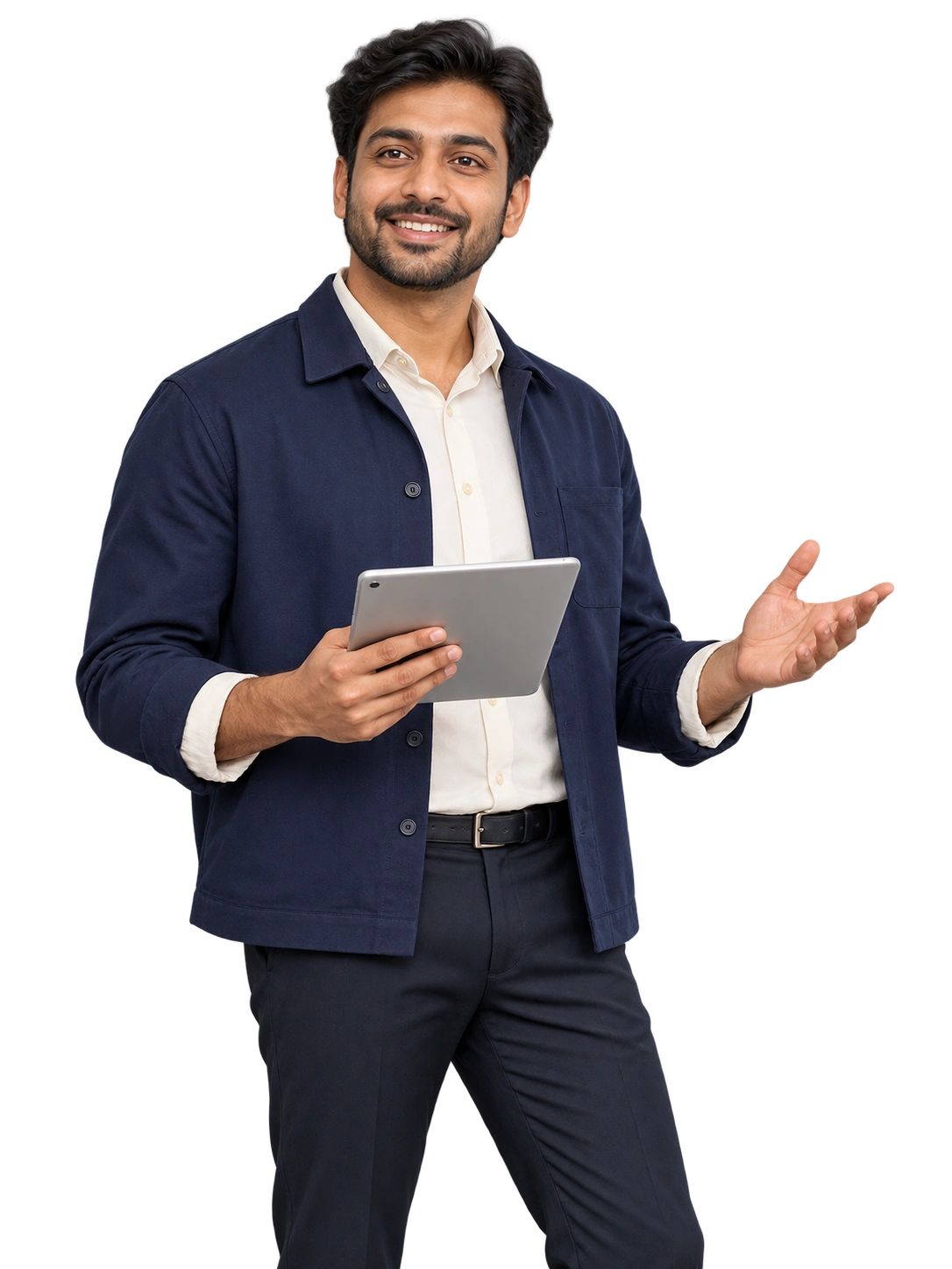 Illustrative analyst using a laptop.